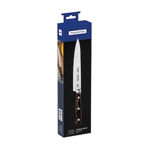 Faca Utility Tramontina Century Wood Com Lâmina Em Aço Inox E Cabo De Madeira Tratada Castanho