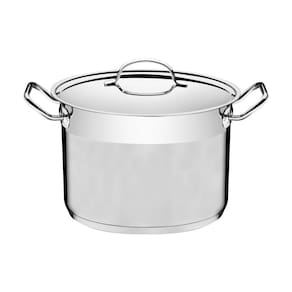 Caldeirão Professional Em Aço Inox Fundo Triplo Com Tampa Plana Detalhe Satinado 28Cm 11,9 L