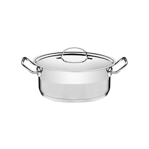 Caçarola Tramontina Professional Rasa Em Aço Inox Fundo Triplo Com Tampa Plana 20 Cm 2,9 L