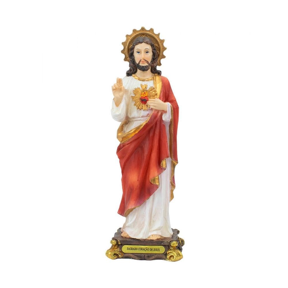 Enfeite Resina Sagrado Coração De Jesus 21Cm