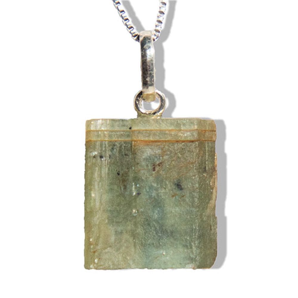 Colar Cianita Verde Canudo Pedra Natural Pino Prata 950