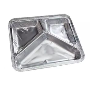 Bandeja Marmitex Alumínio 900ml Três Divisórias com tampa - 50 Unidades (Ideal Para Microondas)