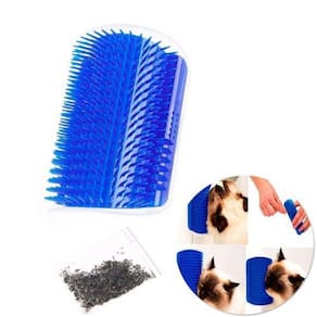 Escova Massageadora Gatos com Catnip - Azul