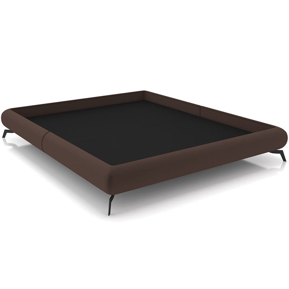 Cama Casal King Base Box Pés de Ferro Estilo Industrial 210cm Otto P05 Veludo Marrom - Lyam Decor