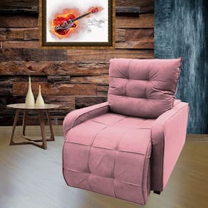 Poltrona Retratil e Reclinavel Com Rodape Regulavel Azera Rosa