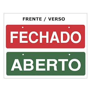Placa Advertência Aberto/Fechado Unidade