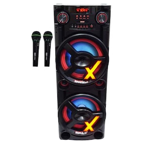 Caixa Som Amplificada Bluetooth 2900W Rms Woofer 15´´ Usb Led 2 Microfones sem Fio Amvox Aca 2900
