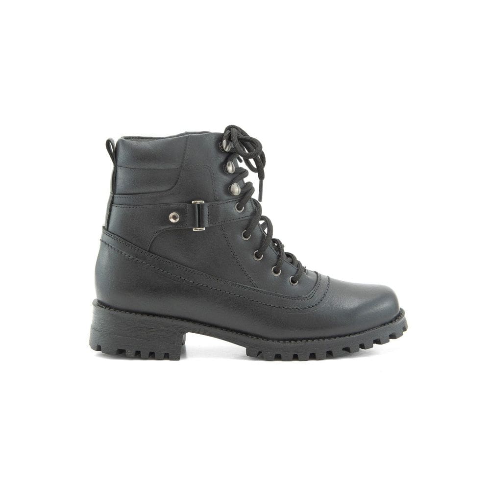 Bota FG Feminina Tratorada Couro Cano Medio Preto