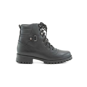 Bota FG Feminina Tratorada Couro Cano Medio Preto