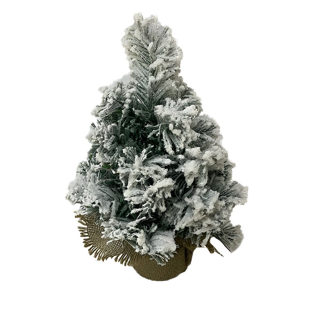 Arvore de Natal de Mesa 30cm c/ 35 Galhos Verde Com Neve Decoração Natalina