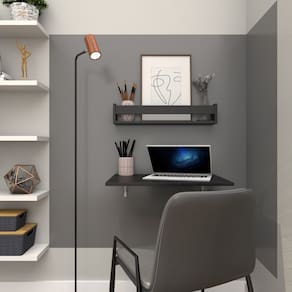 Conjunto de Mesa Dobrável e Prateleira para Home Office ou Escritório
