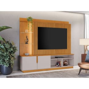Home Theater Ripado com Led Tv 60`` Amparo - Cinamomo/Off White