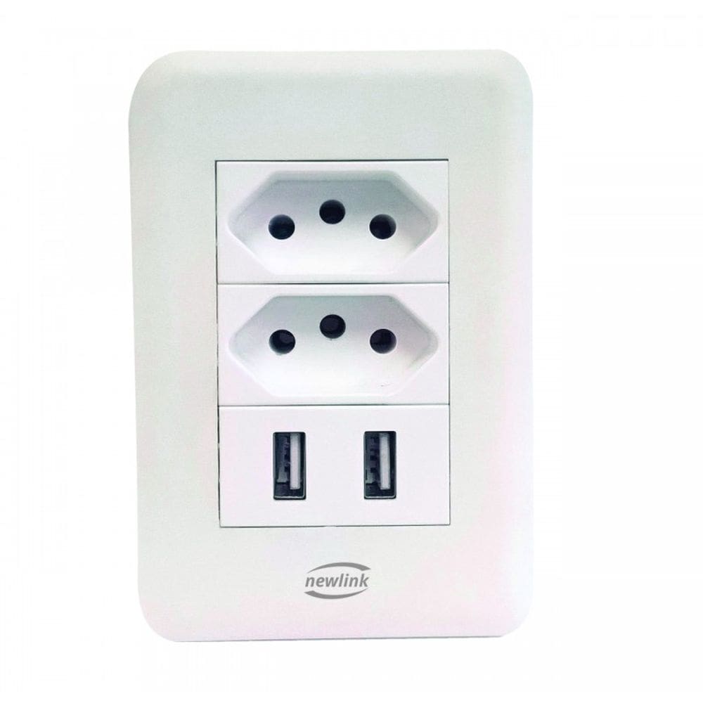 Tomada USB Duo WS100 Newlink 2 Tomadas 2 Portas USB 5V