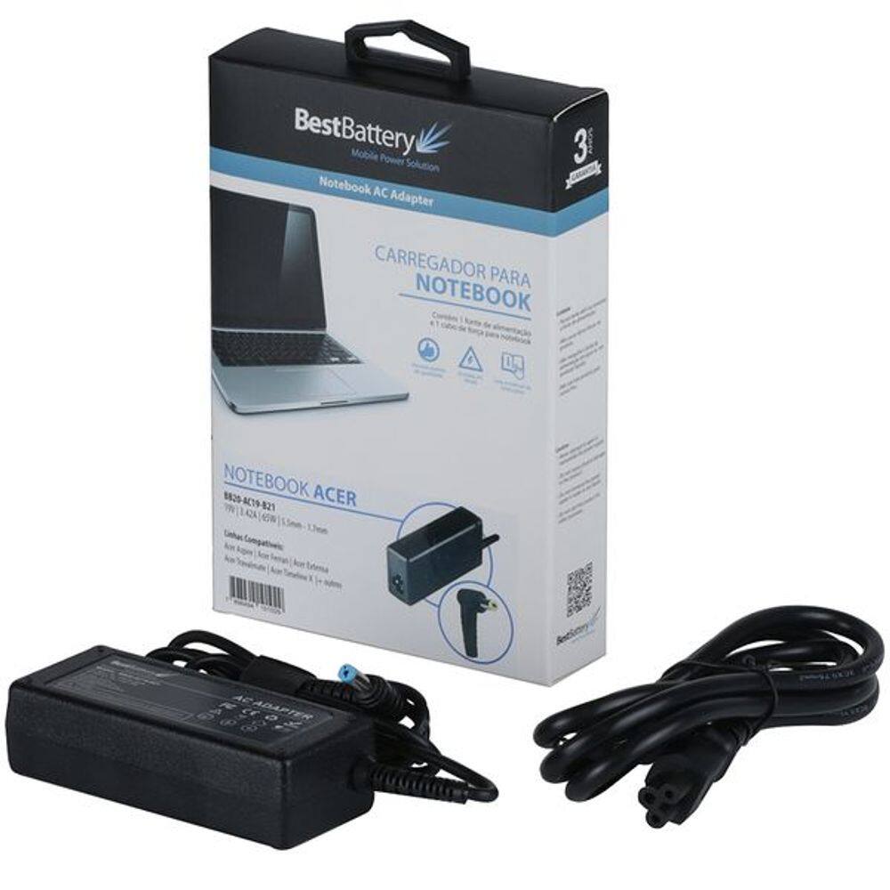 Fonte Carregador Acer 19v 3.42a Plug 5.5mm x 1.7mm