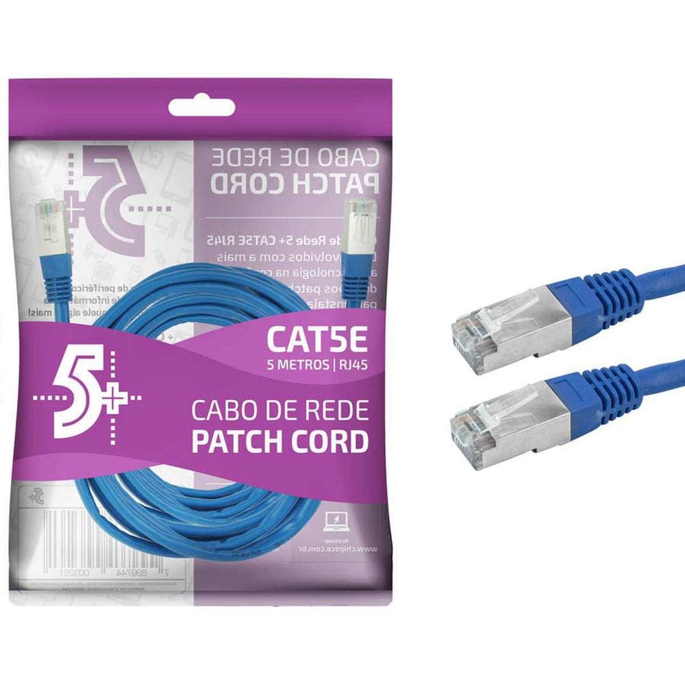 Cabo De Rede Patch Cord Cat5E Ftp 5M Azul