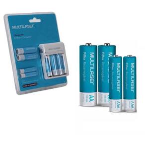 Kit Carregador De Pilhas Com 8 Pilhas Multilaser - Cb093
