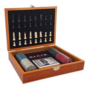 Kit Tabuleiro de Xadrez Com Baralho De Poker