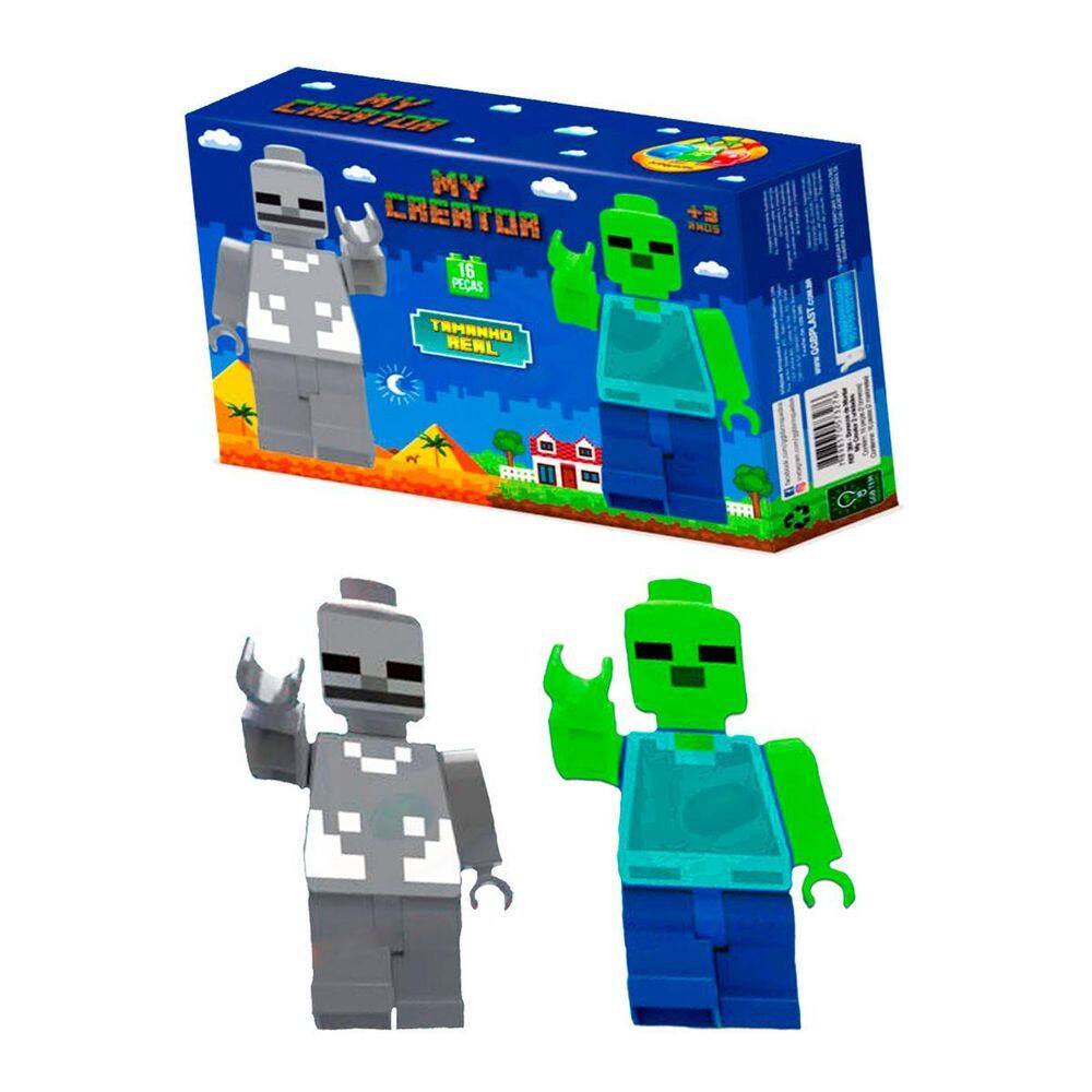 Kit 2 Bonecos My Creator Infantil Cinza E Zumbi De Montar
