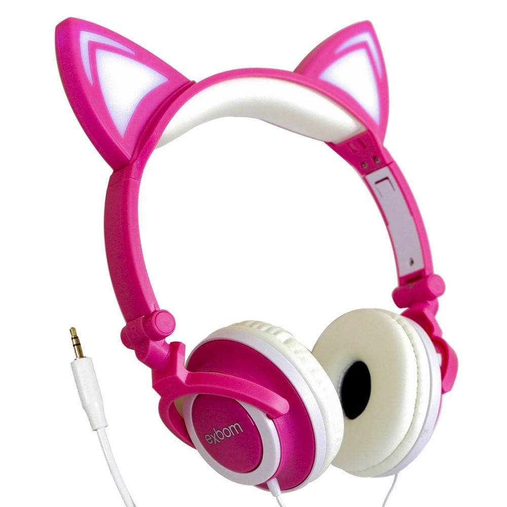 Fone de Ouvido Orelhas de Gato com LED Preto ROSA