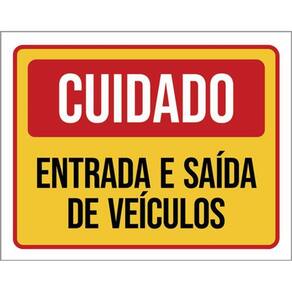 Kit 10 Placas Cuidado Entrada E Saída De Veículos Vermelha