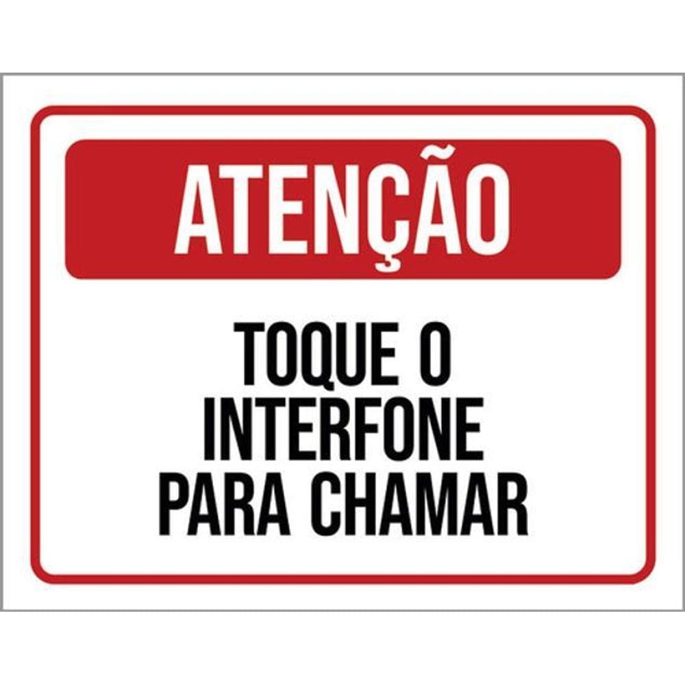 Kit 5 Placas Atenção Toque Interfone Para Chamar