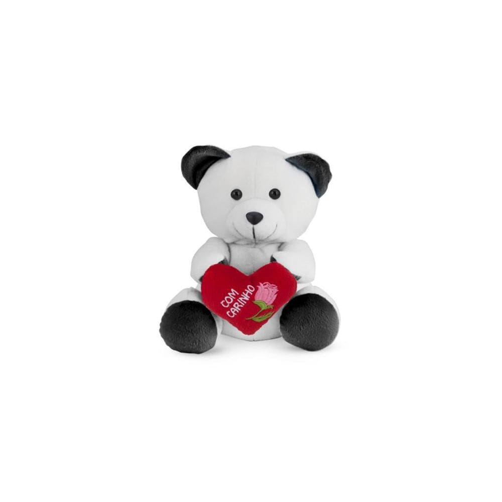 Urso De Pelúcia Com Coração Preto 25 Cm Antialérgico