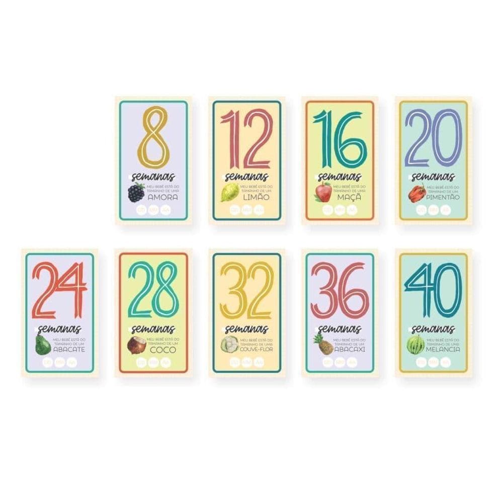 Kit Com 12 Plaquinhas Cartões Momentos Gravidez Coloré