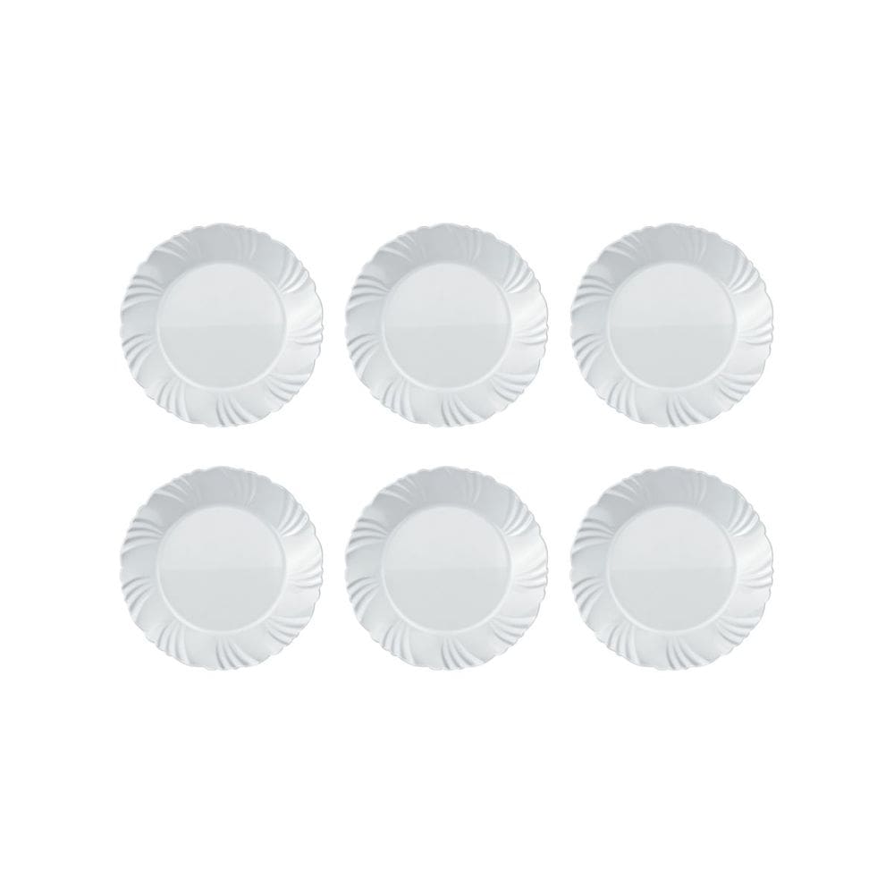 Jogo Prato De Sobremesa Opaline Pétala Branco Vidro Kit 6 Un