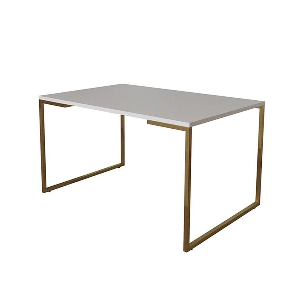 Mesa de Jantar Industrial Retangular 137x90cm Base Branco
