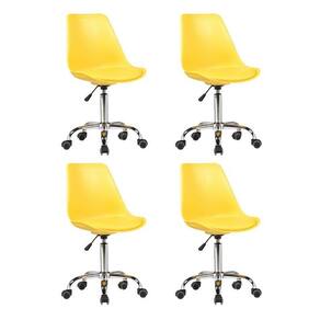 Kit 4 Cadeiras para Escritório Secretária Decorativa Eames Chicago Amarelo