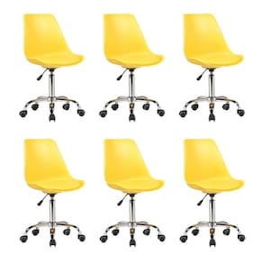 Kit 6 Cadeiras para Escritório Secretária Decorativa Eames Chicago Amarelo