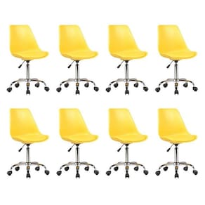 Kit 8 Cadeiras para Escritório Secretária Decorativa Eames Chicago Amarelo