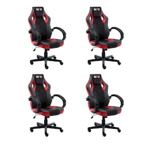 Kit 4 Cadeiras Gamer Giratória Regulavel Quest Preto/Vermelho