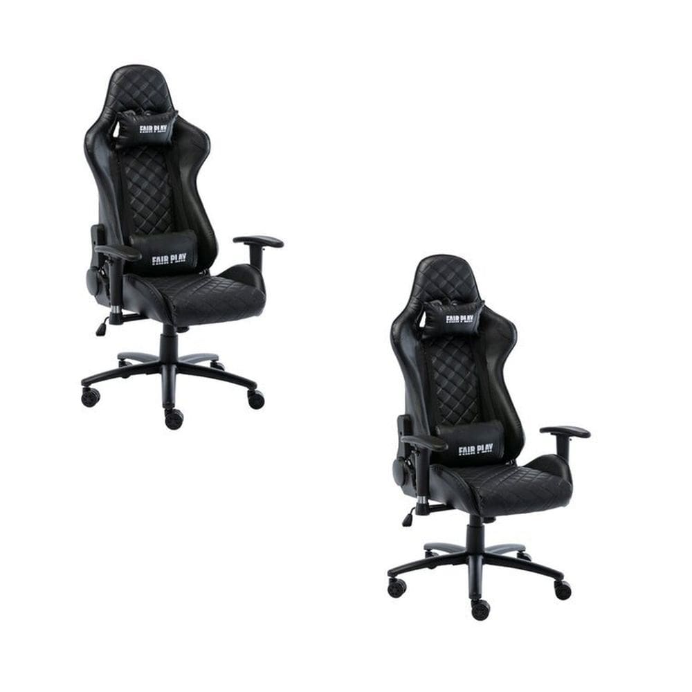 Kit 2 Cadeiras Gamer Giratória Fair Play Preto