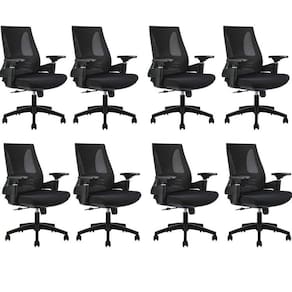 Kit com 8 Cadeiras Office Diretor Toledo com Braços 3d Office Nr17 Preto