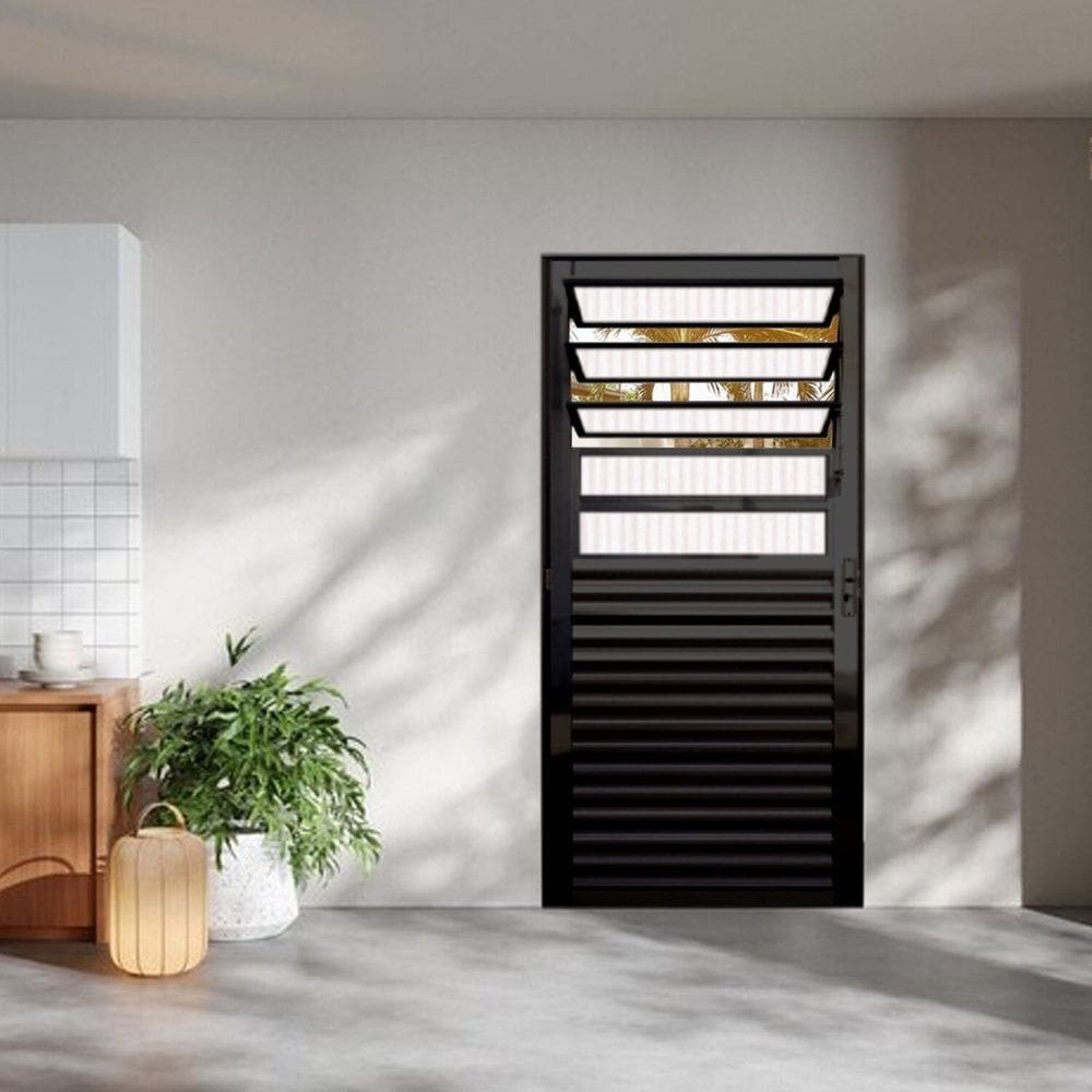 Porta Basculante Palheta Linha 25 210x80 Lado Esquerdo Preto