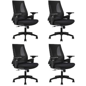 Kit com 4 Cadeiras Office Diretor Toledo com Braços 3d Office Nr17 Preto