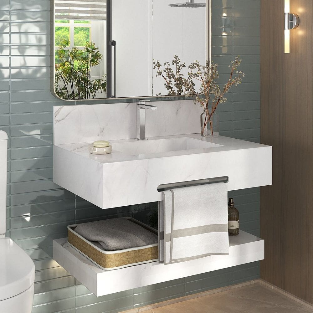 Prateleira em Porcelanato para Banheiro Ripy 70 Calacata
