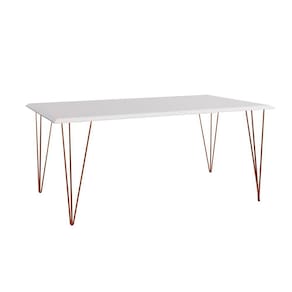 Mesa de Jantar Industrial Clips de Ferro Cobre Tampo Retangular 135x75 Cobre