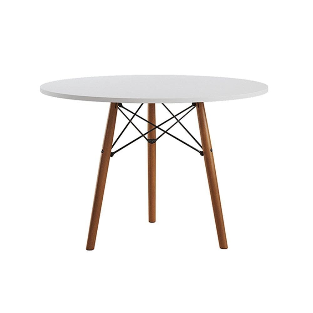Mesa Eames Eiffel Redonda Isabella Tampo Mdp 90cm 3 Pés em Madeira Branco