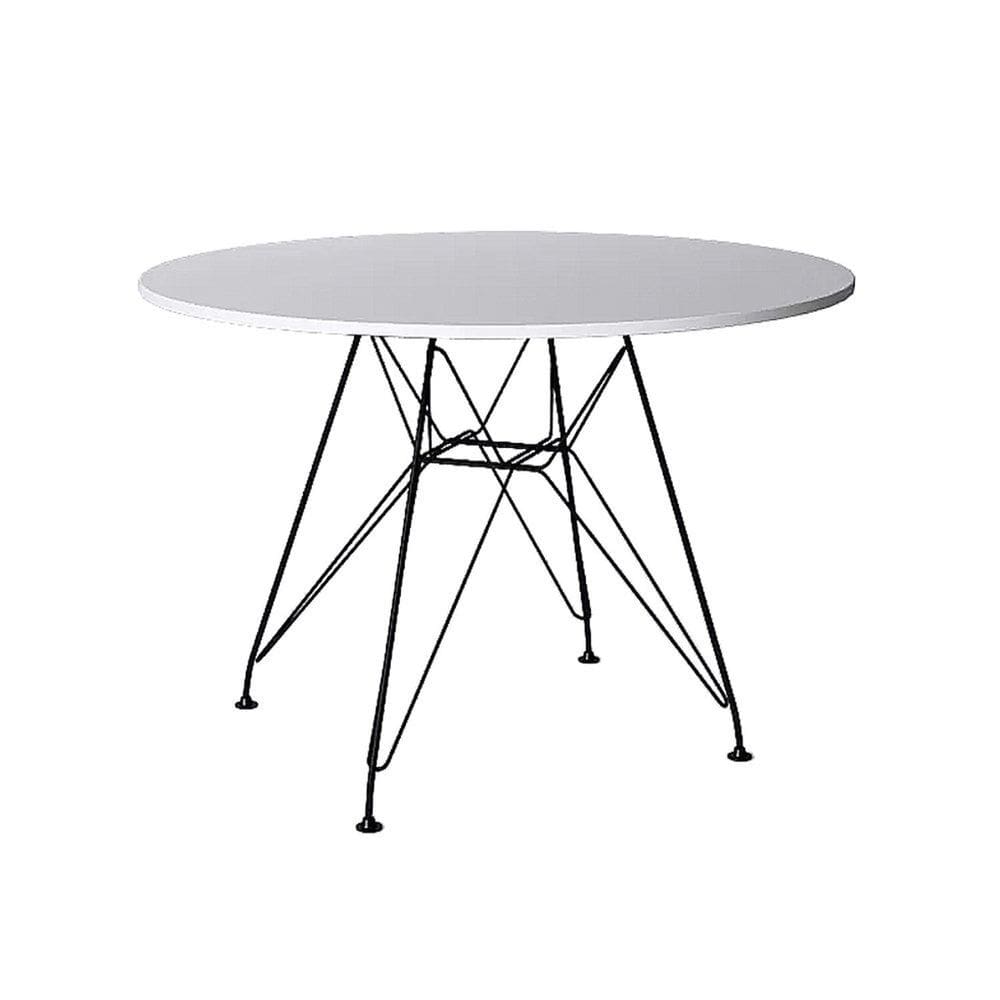 Mesa de Jantar Redonda Eames 110cm com Ferro - Up Home Branco