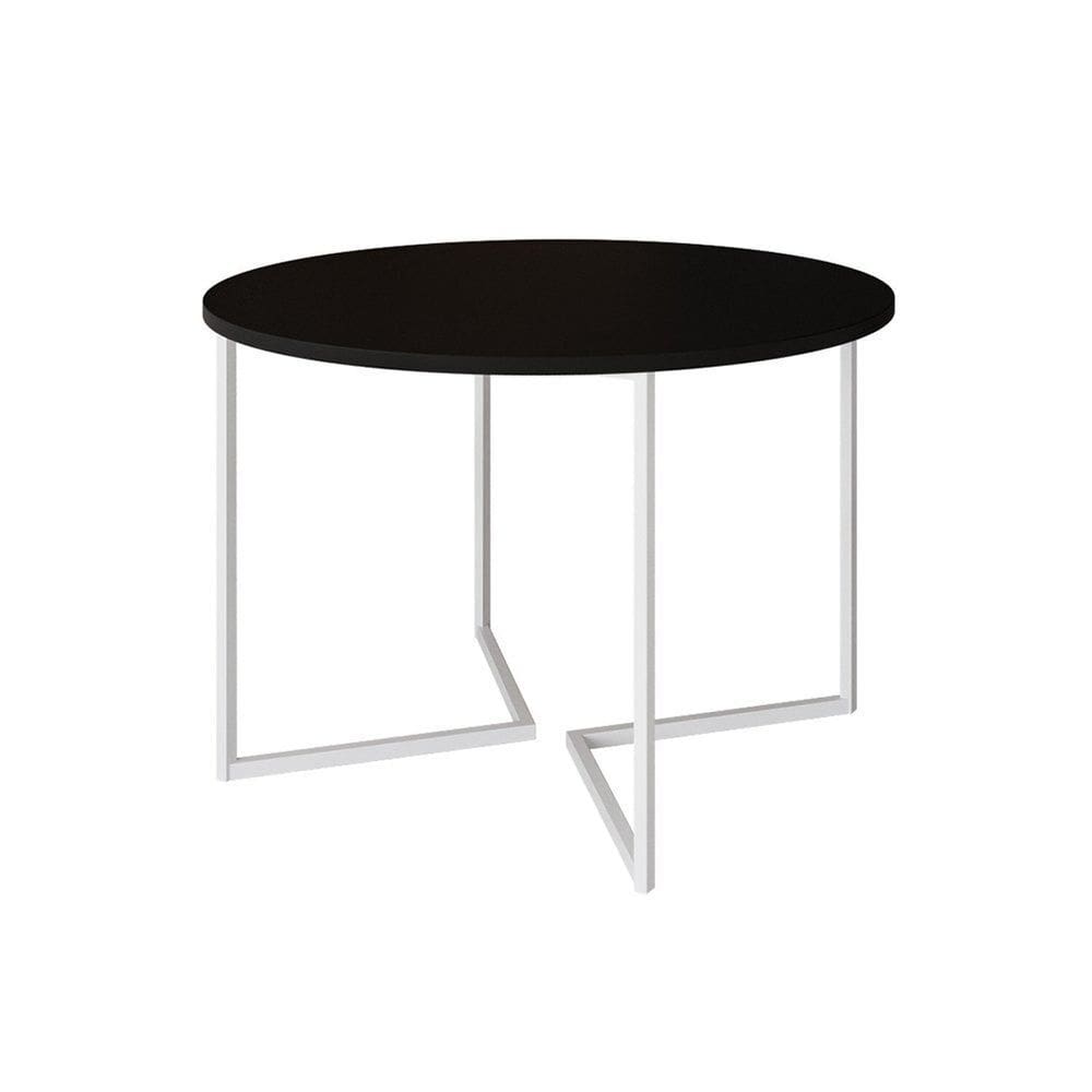 Mesa Jantar Industrial Redonda 110cm Base V Ferro Preto