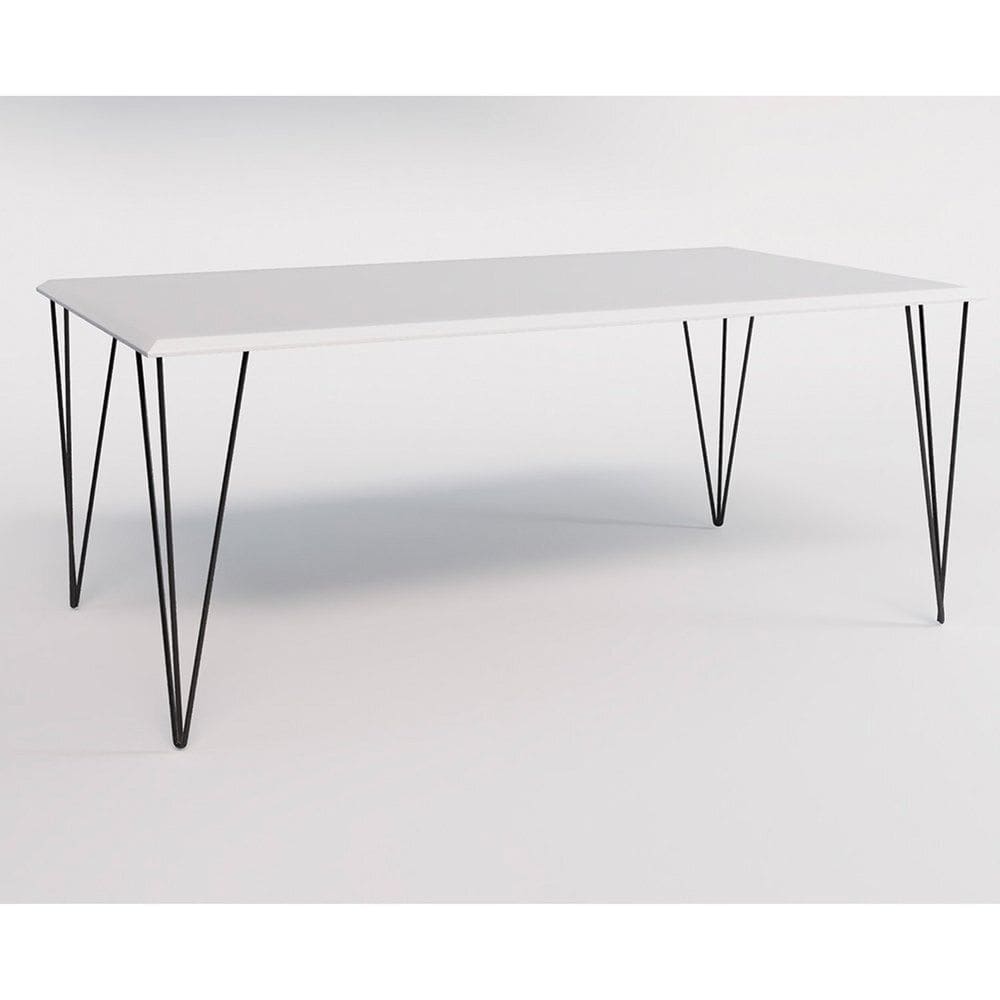 Mesa Eames Clips de Ferro Tampo Retangular 135x75 Branco