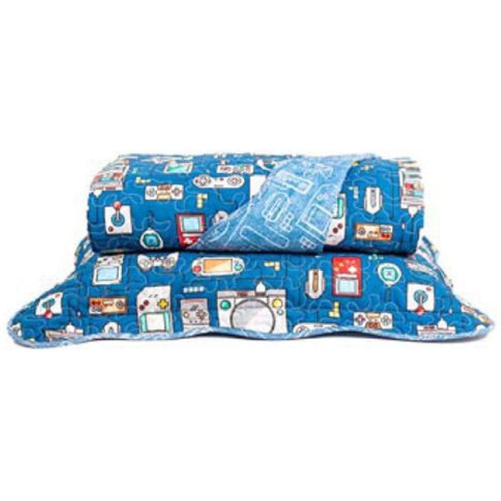 Kit Colcha Boutis Infantil Play 02 Peças Santista Azul