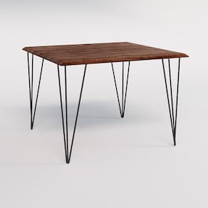 Mesa de Jantar Industrial Quadrada Clips 90cm de Ferro Marrom