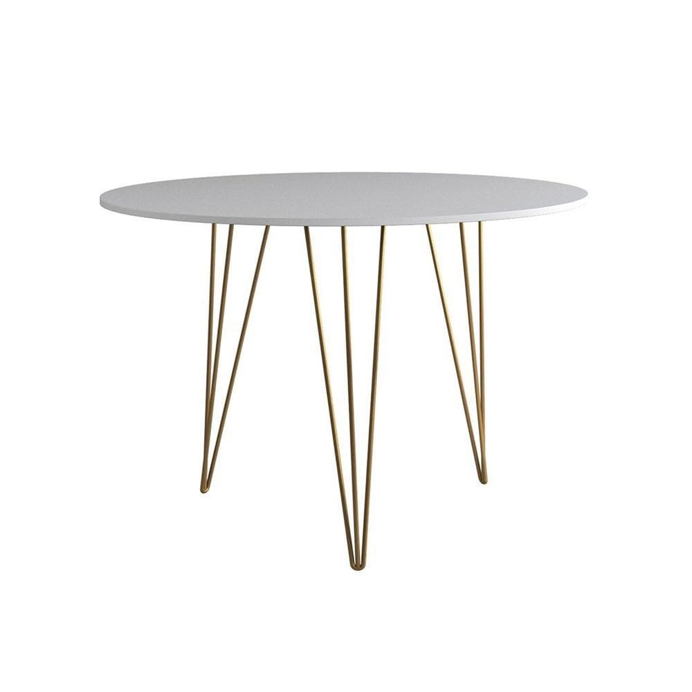 Mesa de Jantar Redonda 90cm Clips 3 Pés Ferro Branco