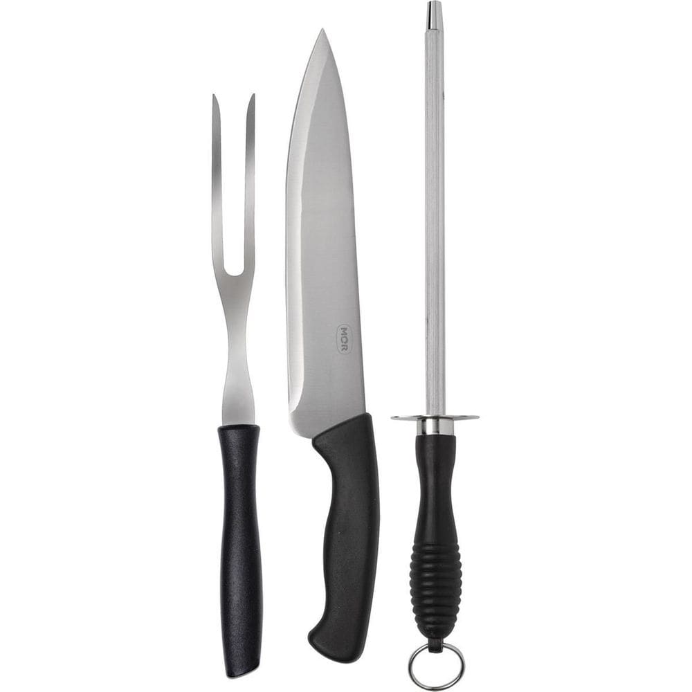 Conjunto do Assador 3 pç Faca 8, Garfo 6,5 e Chaira Mor 3338