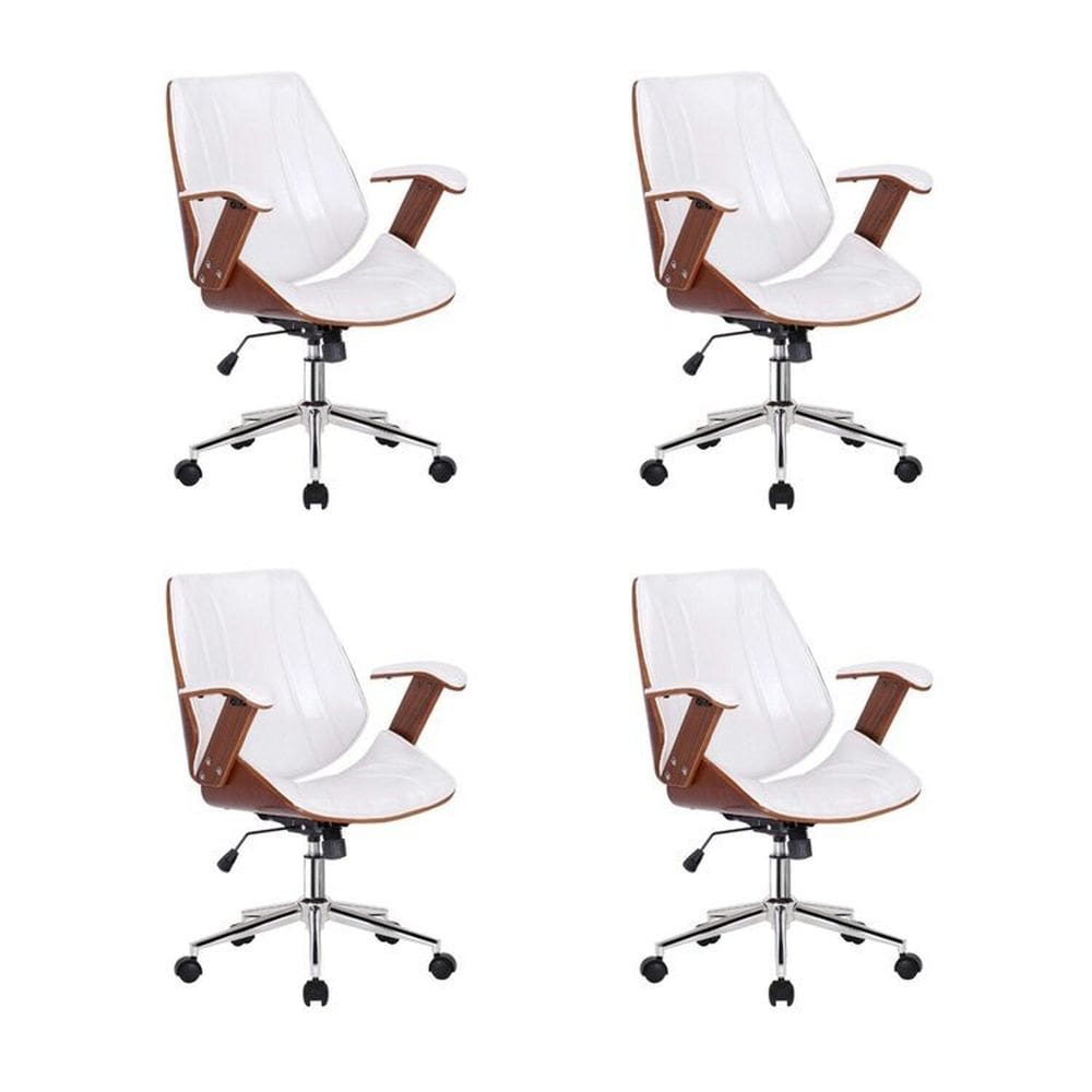 Kit 4 Cadeiras Escritório Diretor Giratória Kopenhagen Branco