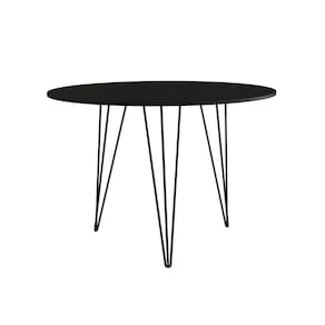 Mesa de Jantar Redonda 90cm Clips 3 Pés Ferro Preto