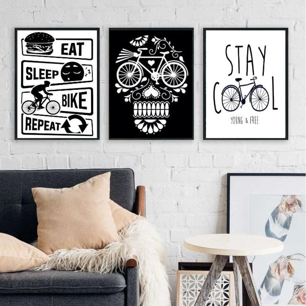 Kit 3 Quadros Decorativos Cantinho Da Bike 24X18Cm